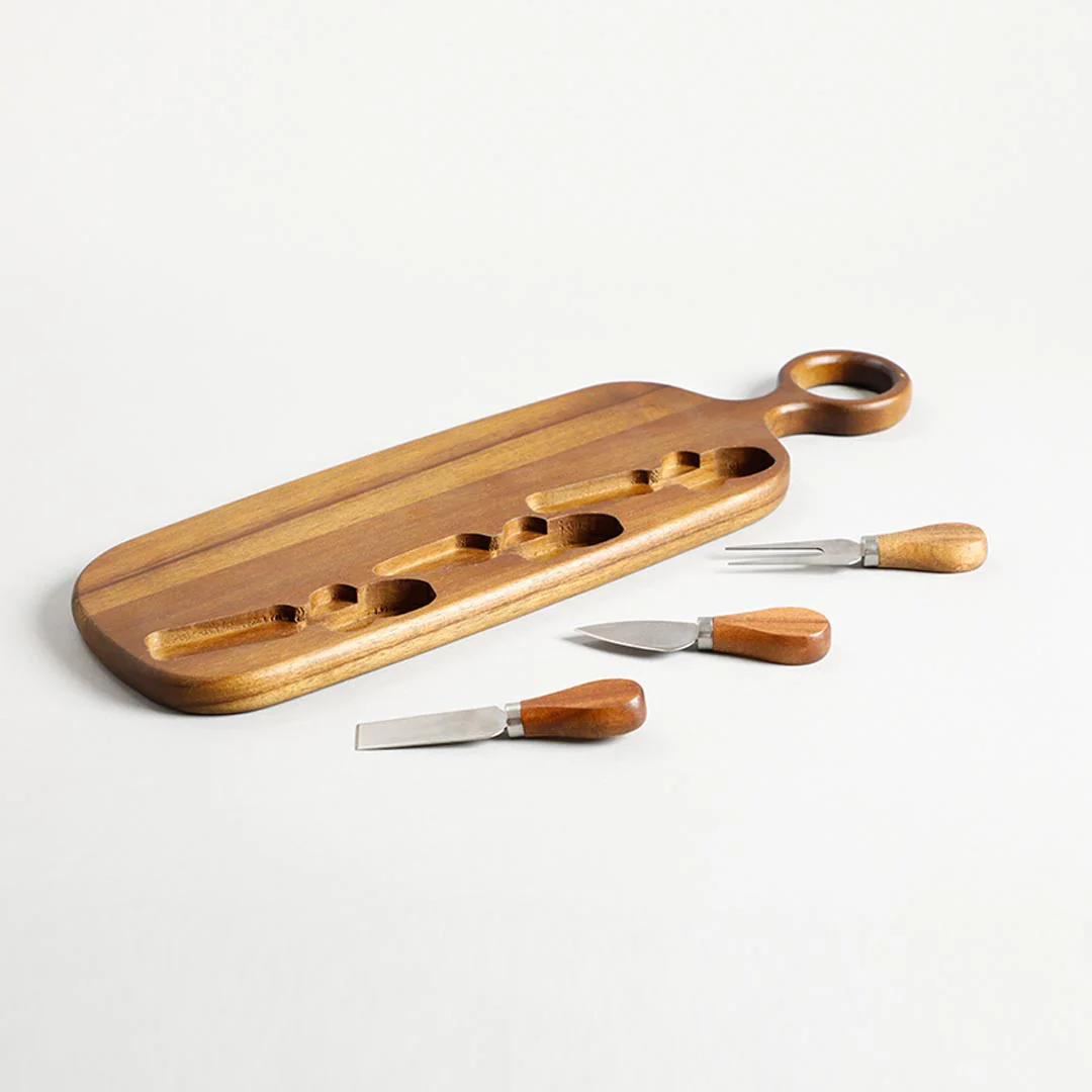 AR11763_4 Wooden Cheese Board With Knife Set - Image 1