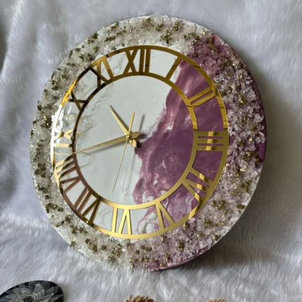 Epoxy Purple White Resin Wall Clock